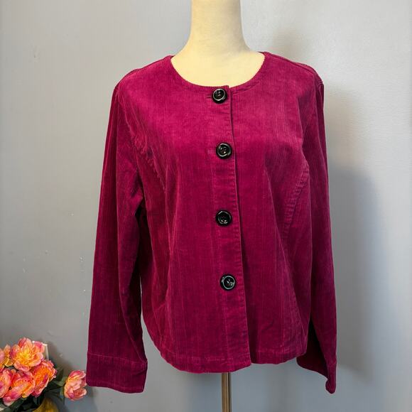 Charter Club Corduroy Cotton Blazer Fuschia Purple Bold Buttons Layering X Large - Picture 1 of 6